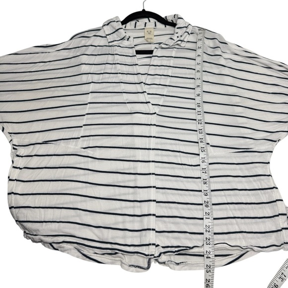 Free People Can't Fool Me Nautical Stripe Oversize Shirt Top Dolman SZ XS Vneck - Picture 9 of 10